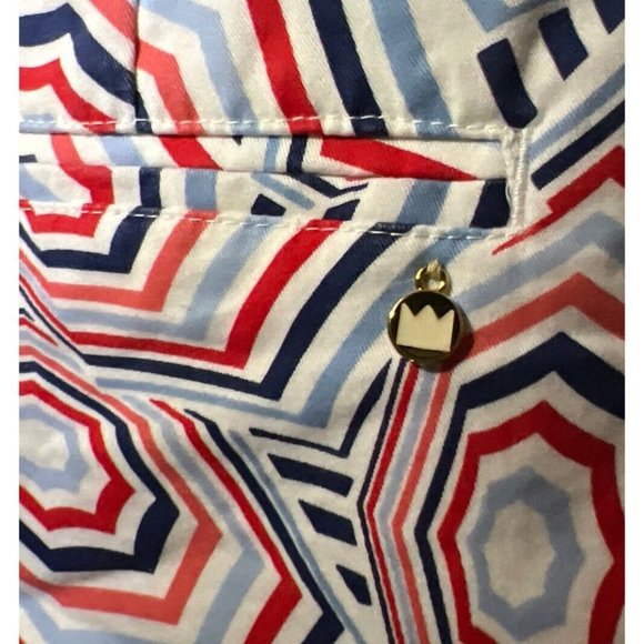 Crown & Ivy Womens Shelby Chino Shorts Blue Red Umbrella Size 12 Waist 34‎ - Picture 4 of 7